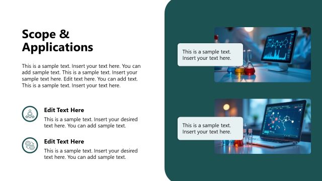 Scope & Applications Slide – Biochemistry PPT Template