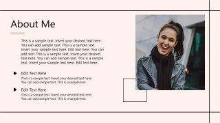 Creative About Me Slide for Professional Bio Presentation Template