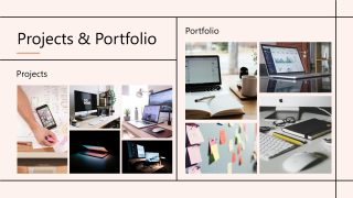 Projects & Portfolio PPT Slide Template with Image Grid