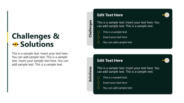 Challenges & Solutions Slide with Two Text Sections