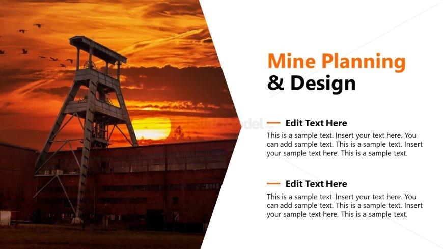Mining Industry Template Slide with Placeholder Text