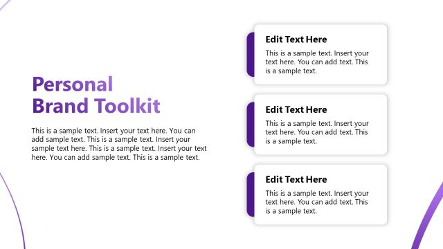 Personal Brand Toolkit Slide with Placeholder Text