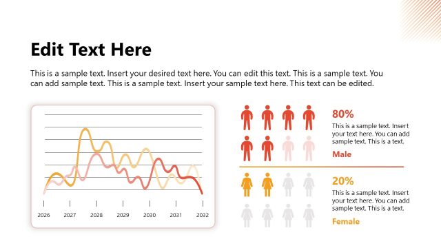 Line Chart Data Presentation Slide with Placeholder Text