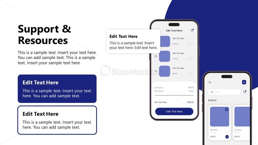 Support & Resources Slide with Mobile Mockups