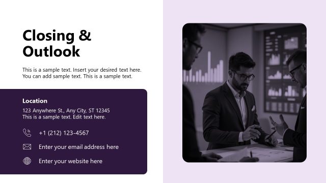 Closing & Outlook PPT Slide – Financial Report Template