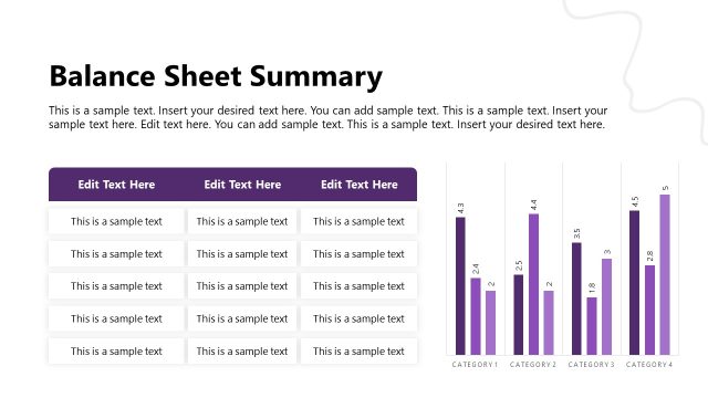 Balance Sheet Summary Table Slide