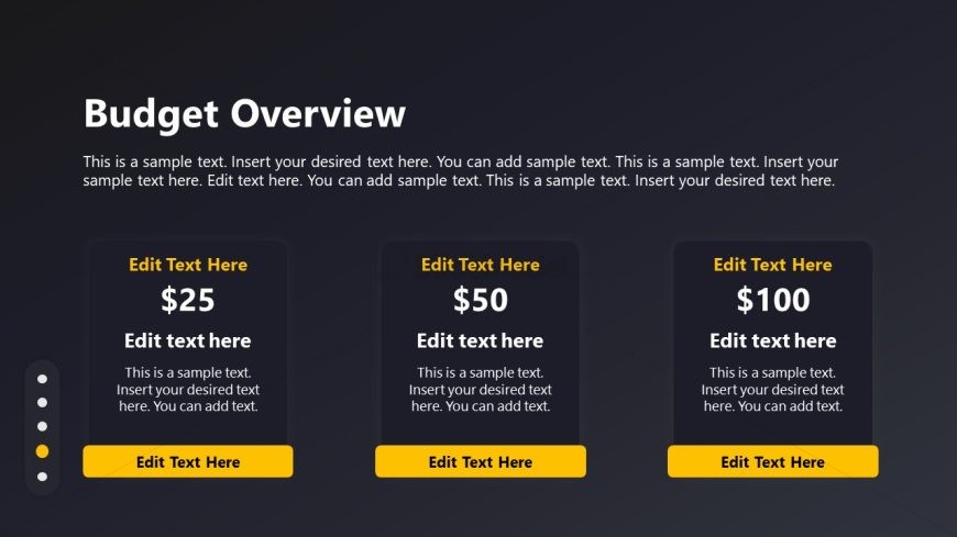 Three Columns Budget Slide - Film Pitch Template