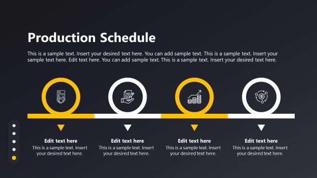 Production Schedule Slide with Circular Process Diagram