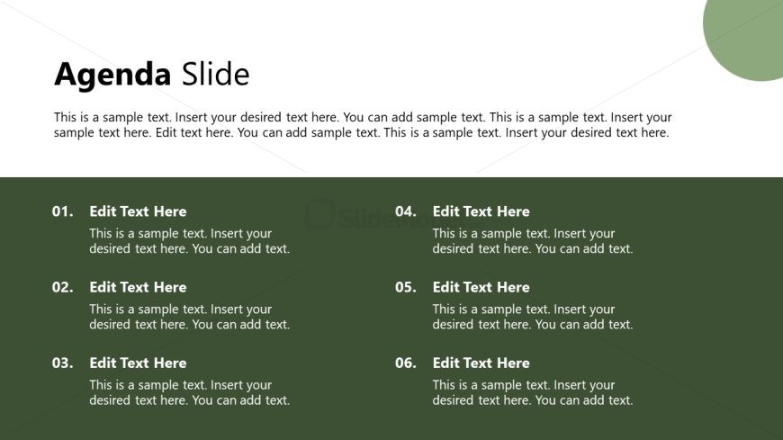 Editable Agenda Slide with Multiple Points