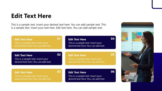 Six Text Segments Slide – Business Company Profile Presentation