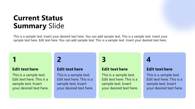 Current Status Summary Slide – Project Status Update Template