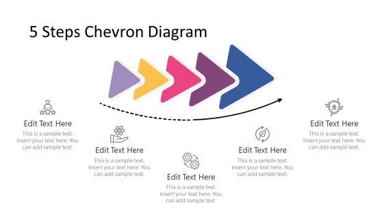 Animated Modern Chevron 5 Steps PowerPoint Diagram