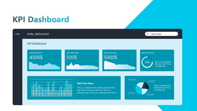 Editable KPI Dashboard Slide with Unqiue Graphics