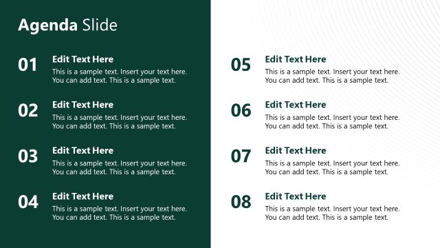 Agenda Slide with Numbers – Corporate Health Snapshot PPT Template