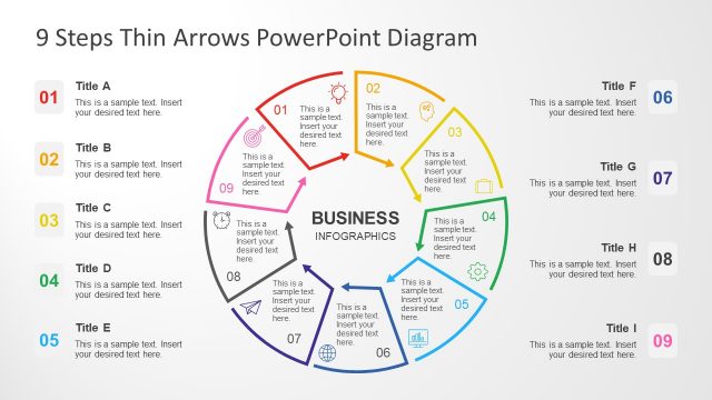 PowerPoint Circular Thin Arrow Diagram