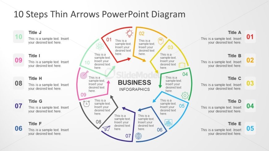 Steps Thin Arrows Powerpoint Diagram X Slidemodel