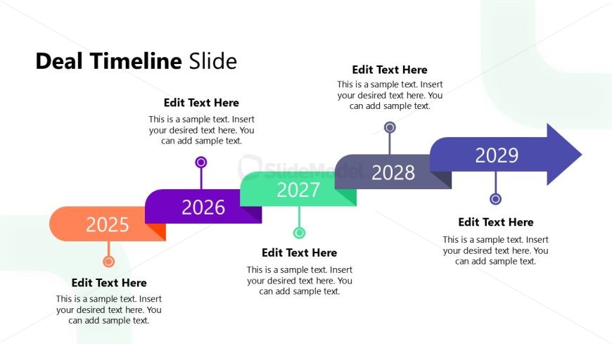 Five Step Timeline Diagram - Business Deal Template
