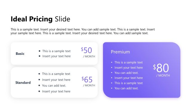 Ideal Pricing Slide with Three Segments - SlideModel