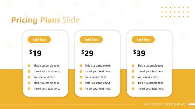 Pricing Plans Presentation Slide – Food PPT Template