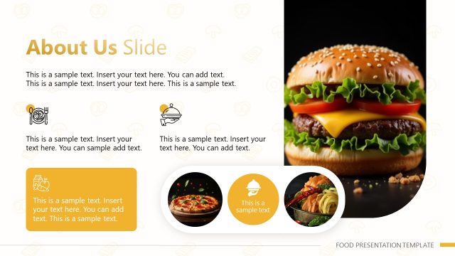 About Us Slide with Infographics – Food Presentation Template