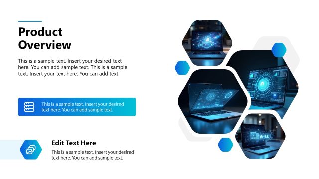 Product Overview PPT Slide with Hexagon Images