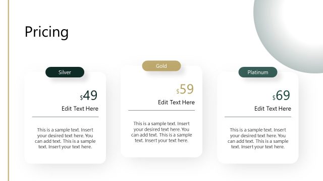 Three Tiers of Pricing Slide – Data Consultancy Services Template