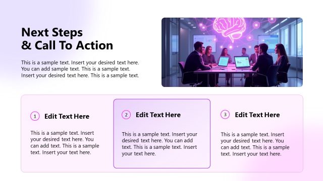 Next Steps & Call to Action Slide – AI Driven Change Management PPT Template