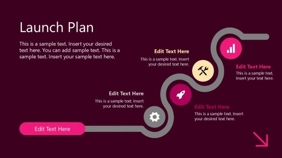 Launch Plan Roadmap Diagram Slide with Placeholder Text - SlideModel