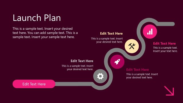 Launch Plan Roadmap Diagram Slide with Placeholder Text