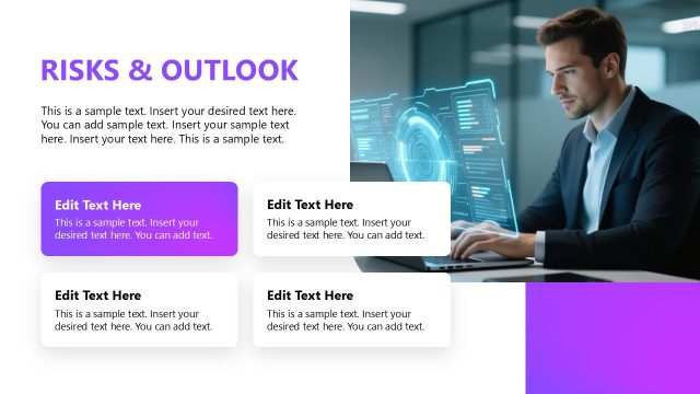 Risk & Outlook Slide with Text Blocks