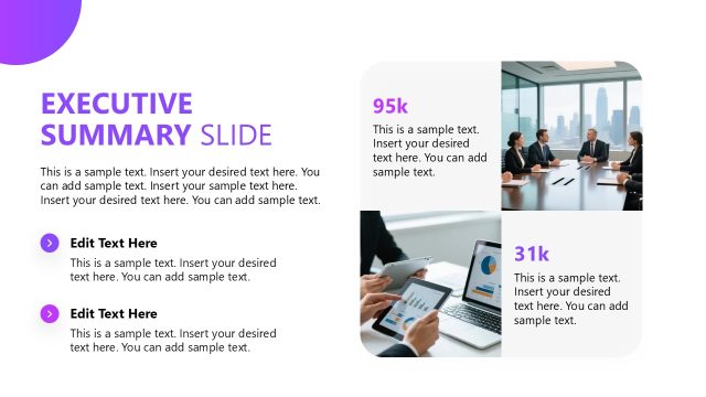 Executive Summary Slide – Professional Annual Report PPT Presentation