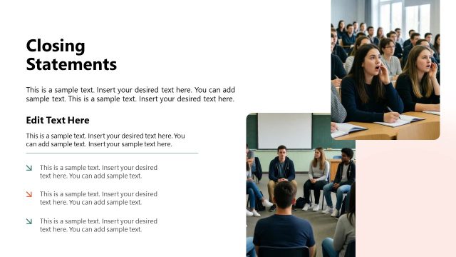 Editable Closing Statements Slide with Bullets