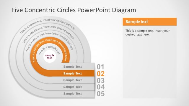 Editable Five Concentric Circles PPT Template