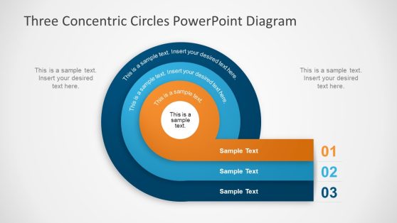 Three Concentric Circles PowerPoint Diagram Template