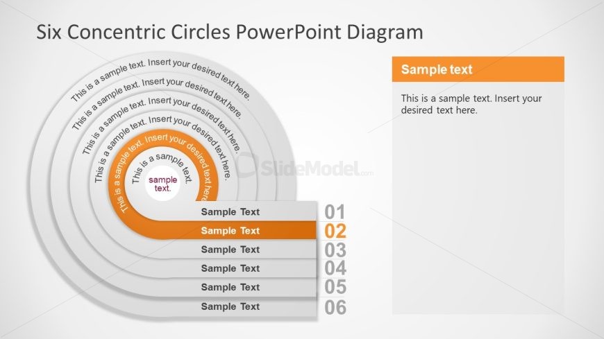 Six Concentric Circles Diagram for Presentation