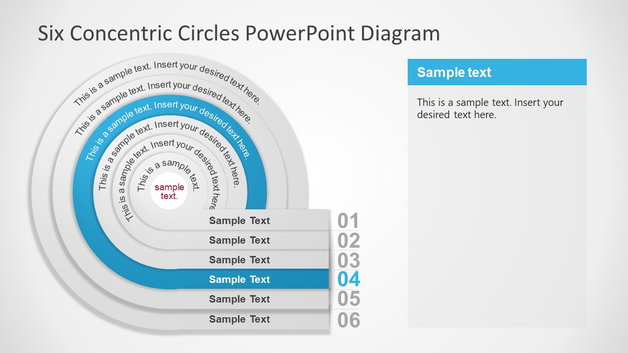 Six Concentric Circles PowerPoint Diagram Template