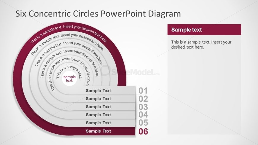 Six Concentric Circles PPT Slide Template 