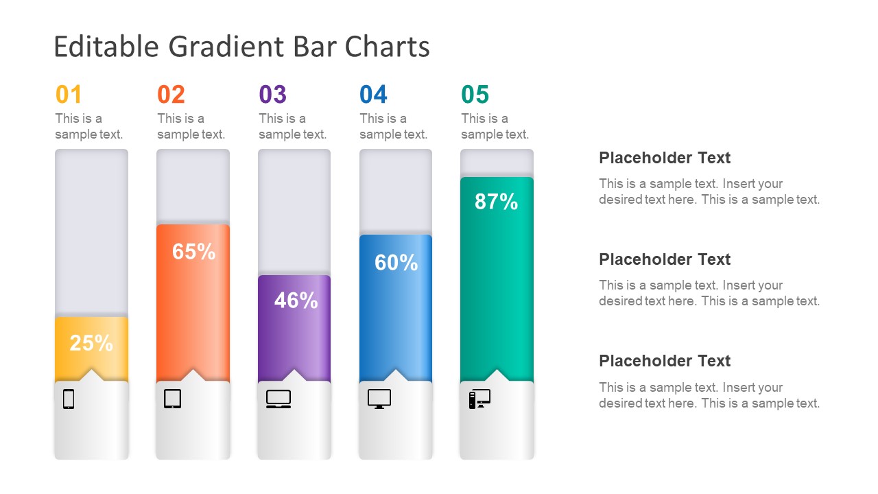 Editable Gradient PowerPoint Bar Chart SlideModel