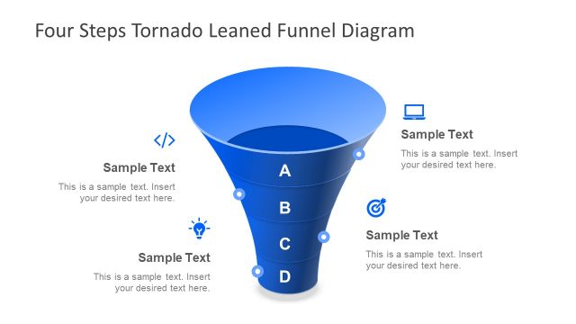 4 Step Tornado Leaned Funnel Diagram for PowerPoint