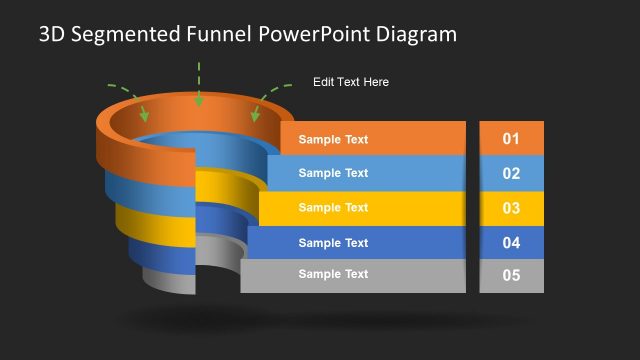 5 Step PowerPoint Diagram of Funnel