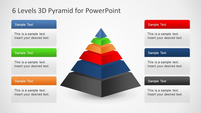 6 Levels 3D Pyramid Template for PowerPoint
