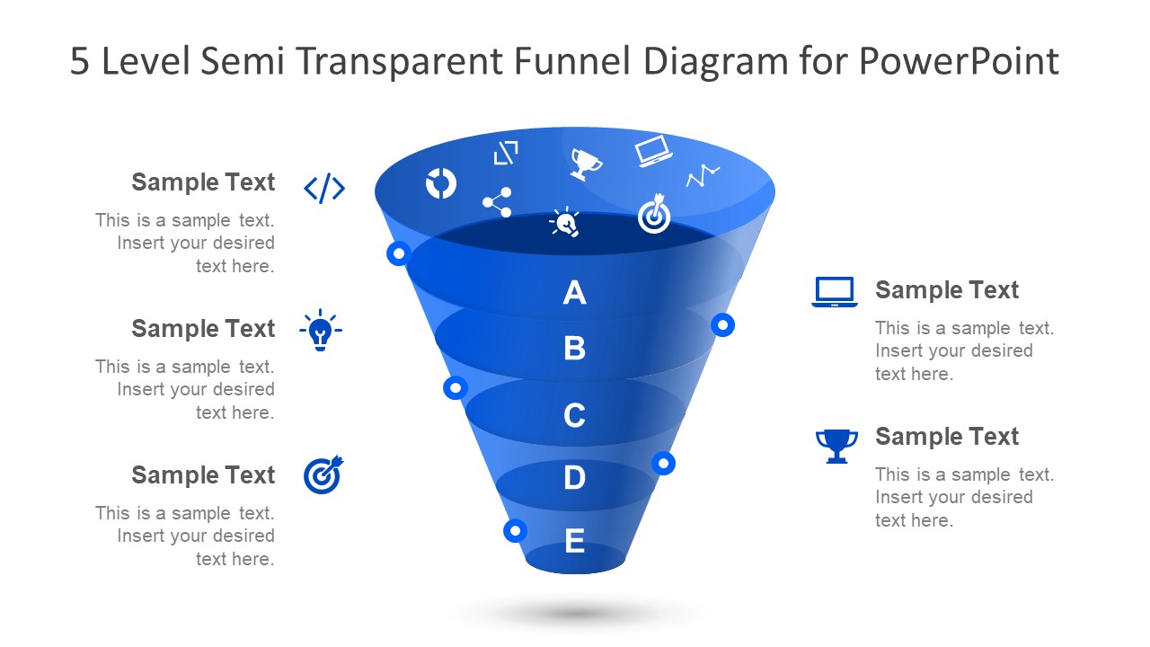 Icons and Shape of Funnel Diagram PPT