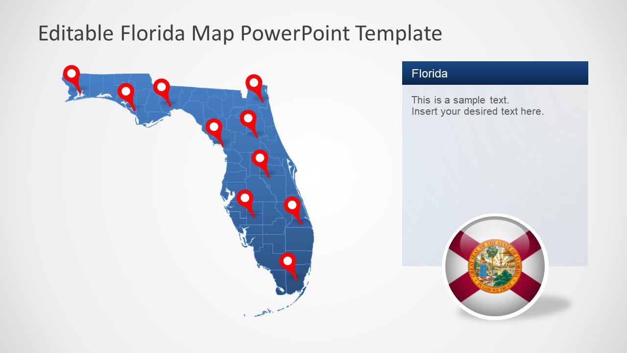 Editable Map Template of Florida