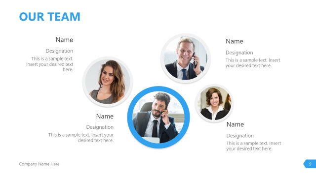 Team Slide in Company Presentation