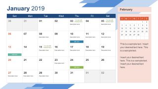Monthly Calendar 2019 Template 