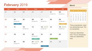 Monthly Calendar 2019 Template February