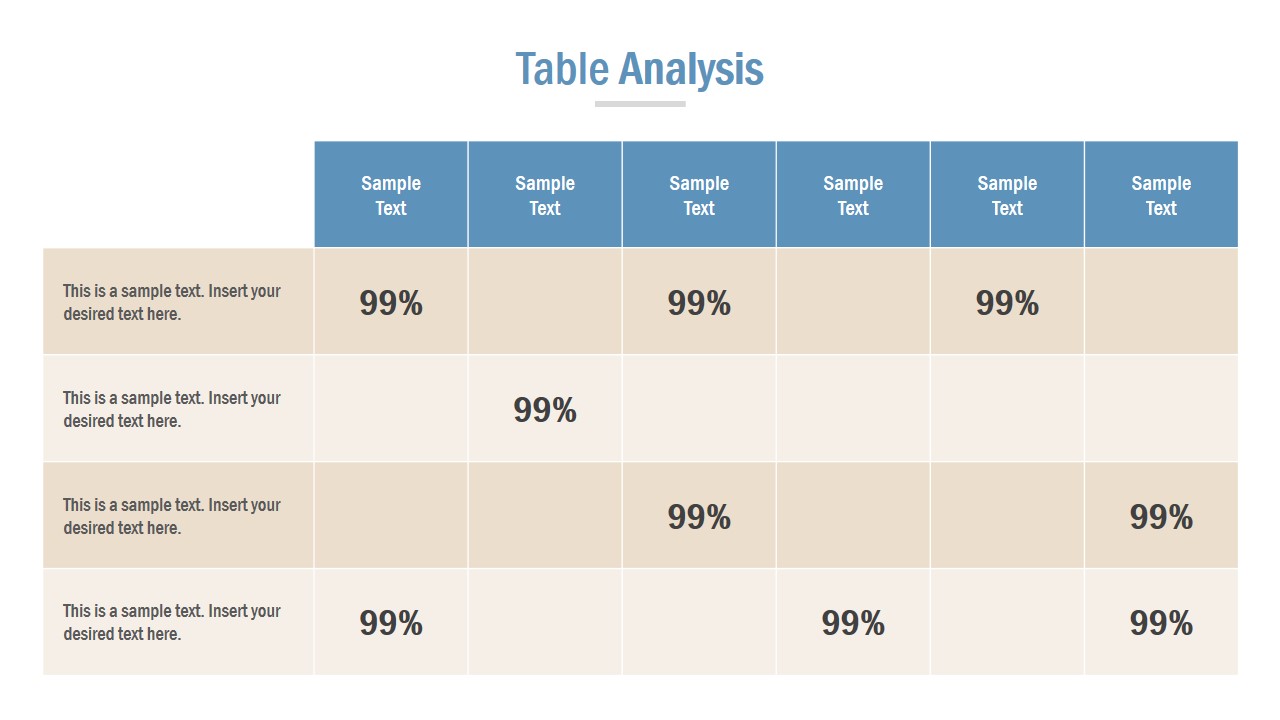 Slide of Table Chart for Competitive Analysis