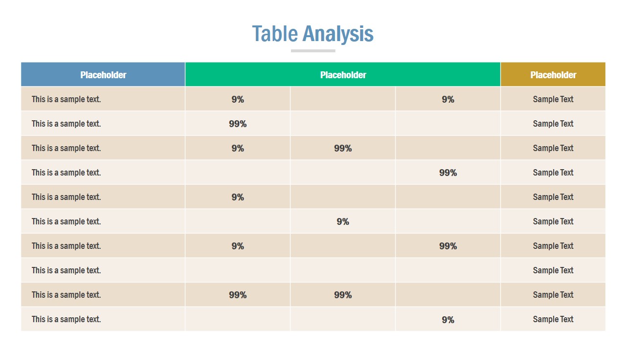 Specification Table Template Design