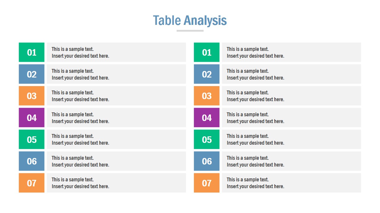 Comparison Table 7 Steps 