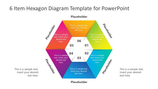 6 Item Hexagon Diagram Template for PowerPoint